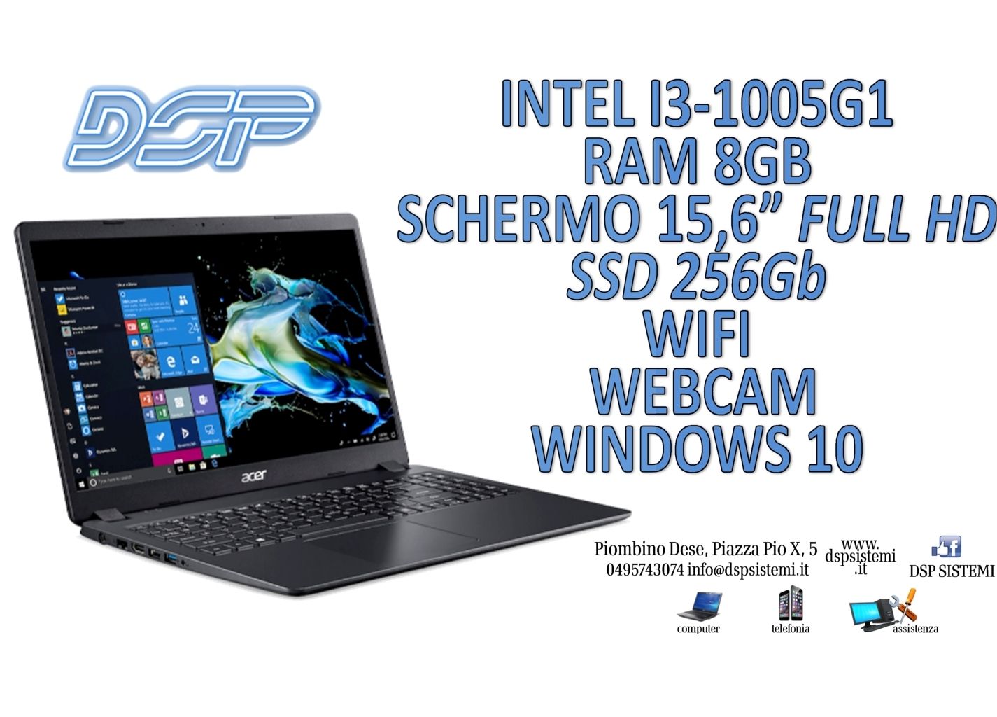 Disponibile Notebook I3 Serie 10 Ram 8Gb Ssd 256Gb Windows 10 e molti altri modelli !!! - DSP Sistemi Piombino Dese